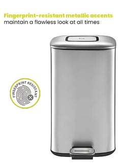 EKO REGENT SERIES | Pedal Trash & Garbage Bin | Brushed Stainless Steel | Soft-Close Lid | Fingerprint-Resistant | Ideal for Bathrooms and Small Space - 20 Liters  - Image 2