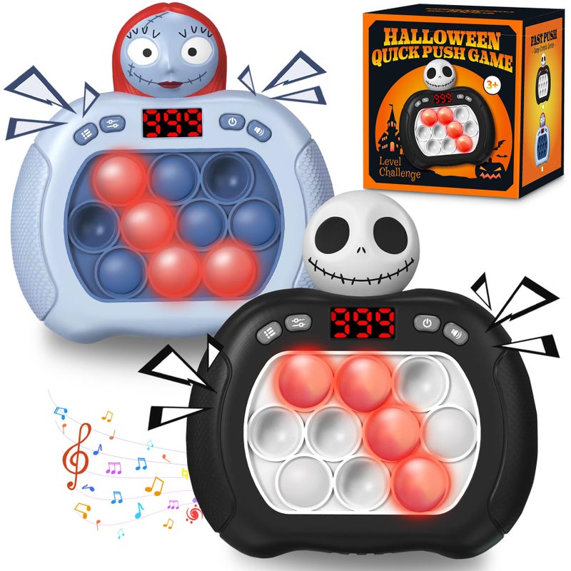 QBvuj 2pcs Christmas Pop Push Game Light Up Fidget ToyHalloween Toys for Boys Grils Teens Age 312Pop Bubble Sensory ToysHalloween Party Favors Halloween Trick or Treat Gifts BlackBlue - Image 2