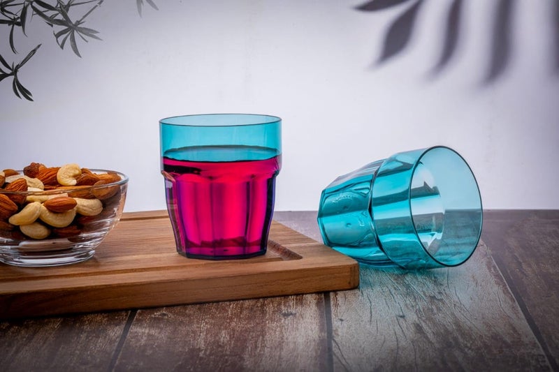 JUICIQ كؤوس JUICIQ المتميزة غير القابلة للكسر 8 قطع زجاجات شرب قابلة لإعادة الاستخدام خالية من BPA مقاومة للكسر أكواب زرقاء أنيقة للماء والعصير والكوكتيلات زرقاء 1 - Image 3