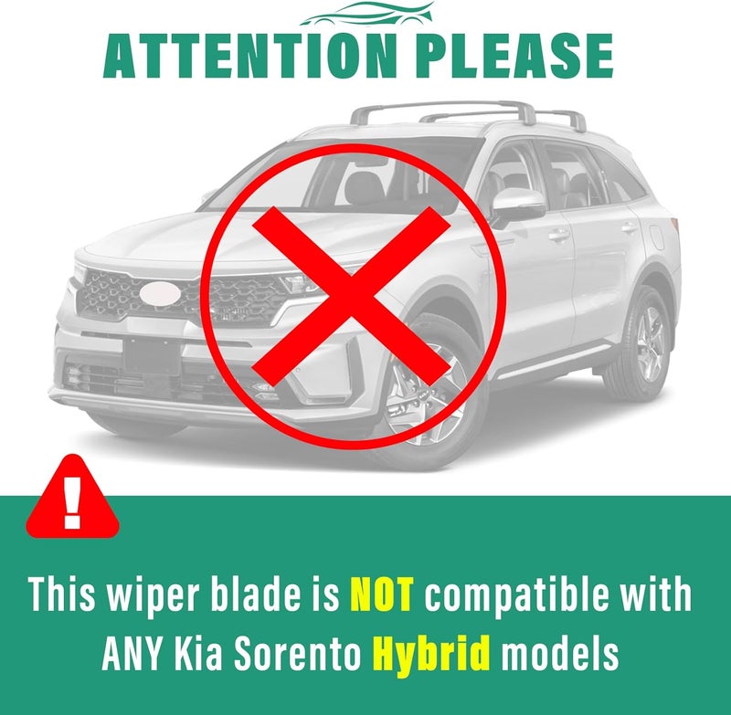 WINDSMILE 26" 16" 12" Windshield Wiper Blades Replacement for Kia Sorento 2021 2022 2023 2024 Premium All Weather Front Rear Wipers Set - OEM Quality (Pack of 3) - Image 2