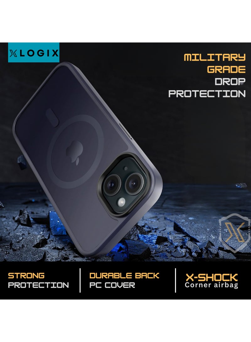 XLogix FrostX for iPhone 15 Case, Frosted Blue - Slim Protective Cover with MagSafe Compatibility | Shockproof & Scratch-Resistant Design, FrostX Series - Image 2