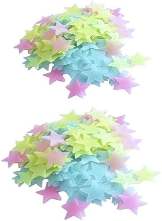 300pcs Plastic 3D Stars Glow in the Dark Stickers + 200pcs Plastic 3D Stars Glow in the Dark Stickers Night Luminous Wall Decal Sticker For Kids Bedroom 