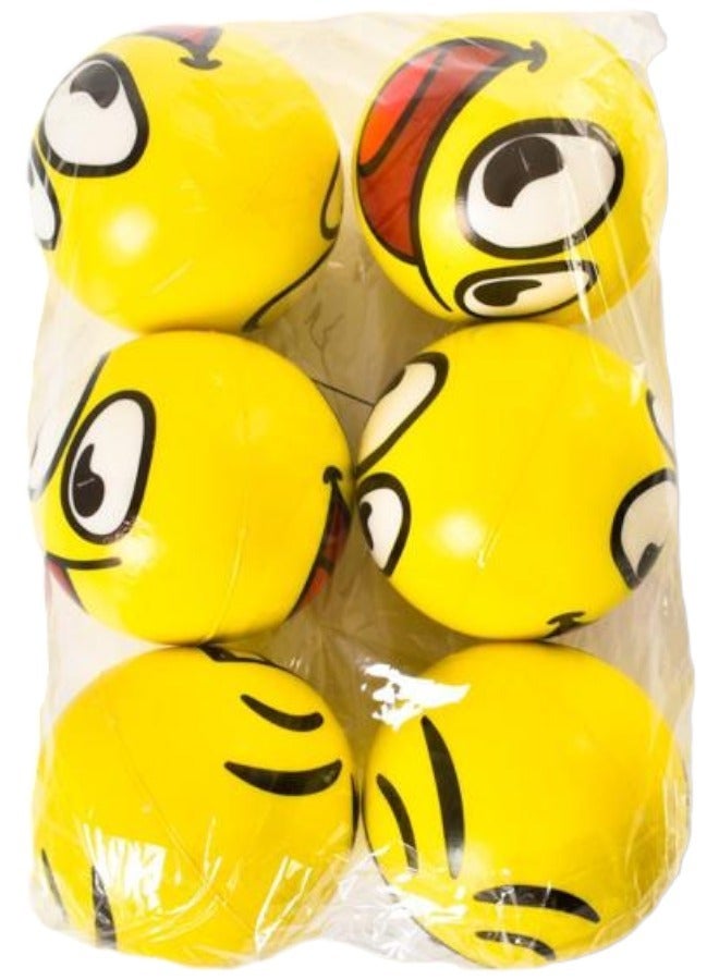 صندوق العاب 6 قطع من كرات الضغط من إيموجي لتخفيف التوتر لأصابع المعصم اليدوية للبالغين والأطفال، كرة ضغط من الفوم الناعم، ألعاب الضغط للأطفال