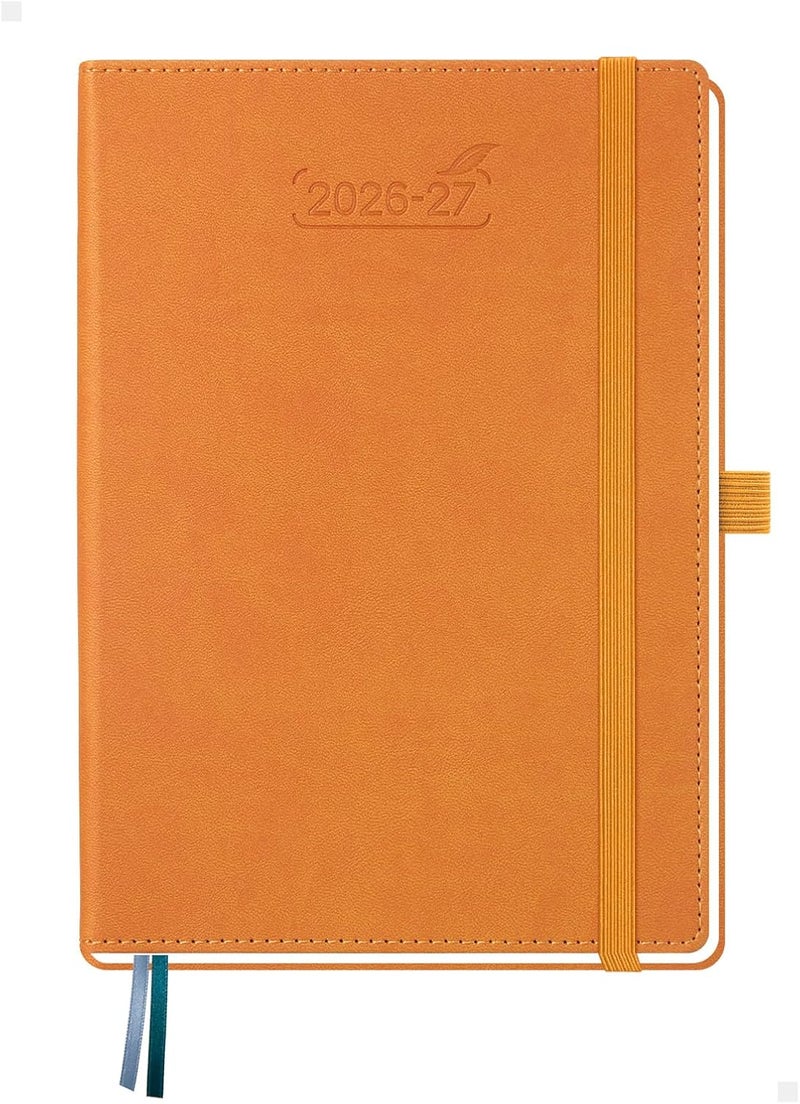 BEZEND Planner 2026-2027 Weekly and Monthly (6" x 8.5") Academic Year Calendar with Tabs (Jul 26-Dec 27) Daily Column & Hourly Timeslots, Thick Paper, Storage Pocket, Leather Hardcover - Orange - Image 1