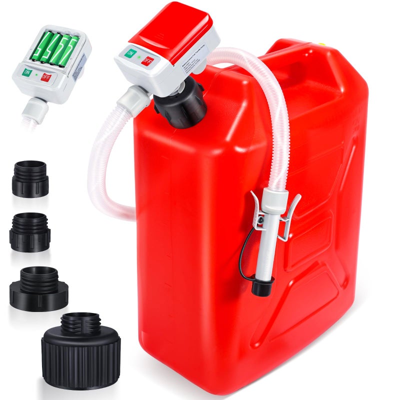 AUTOJDM Fuel Transfer Pump with AutoStop Sensor30s Alert Beep32GPMOverfill Protection51Hose Transfer Pump Battery Powered with 4 Tank AdapterPortable Liquid Pump with Nozzle for GasolineDieselOil - Image 2