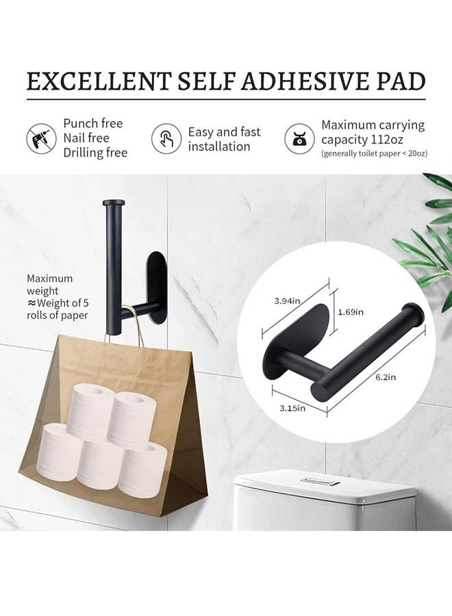 شو وو حامل ورق تواليت لاصق من قطعة واحدة - أسود غير لامع من الفولاذ المقاوم للصدأ SUS304، حامل ورق تواليت مقاوم للصدأ بدون حفر، حامل مناديل للمطبخ والحمام، مثبت على الحائط، حامل مناديل الحمام - Image 2
