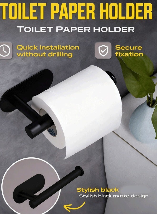 شو وو حامل ورق تواليت لاصق من قطعة واحدة - أسود غير لامع من الفولاذ المقاوم للصدأ SUS304، حامل ورق تواليت مقاوم للصدأ بدون حفر، حامل مناديل للمطبخ والحمام، مثبت على الحائط، حامل مناديل الحمام - Image 1