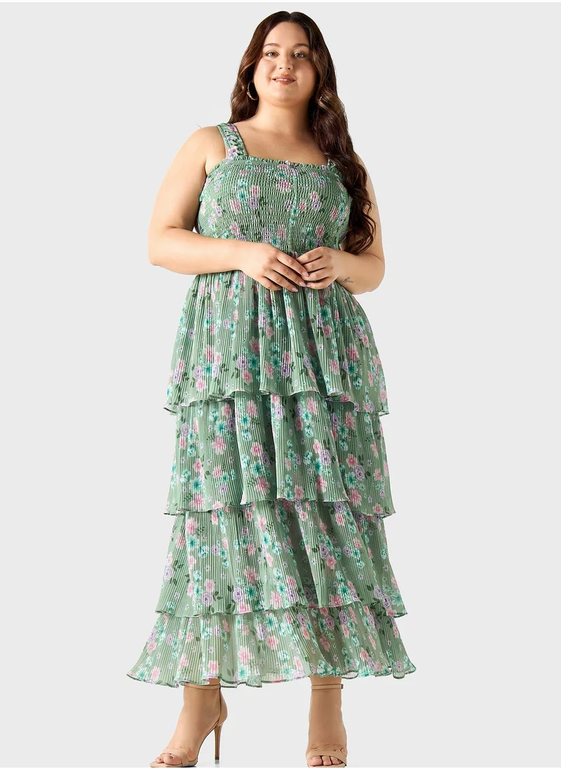 2Xtremz Ruffle Floral Ruched Dress