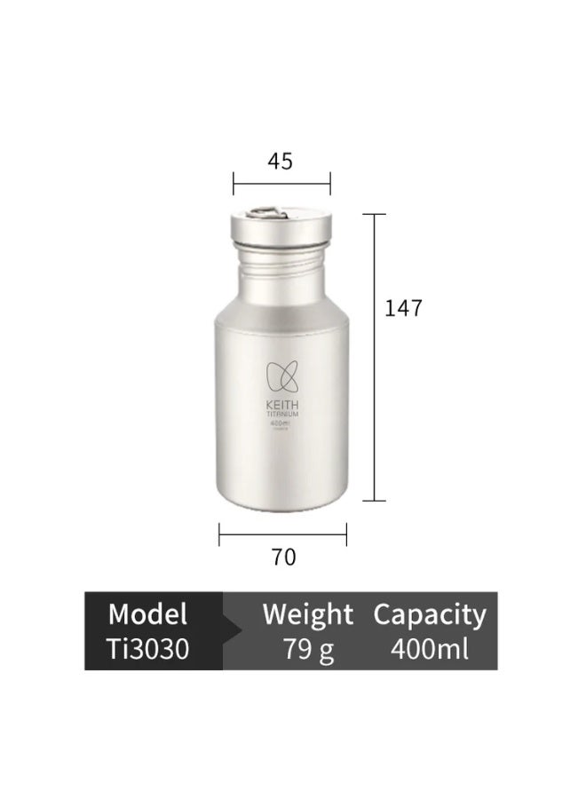 KEITH Titanium Ti3030 Plastic-Free Sport Bottle 400ml, Pure Titanium Lightweight Water Bottle with Leakproof Cap - Image 2