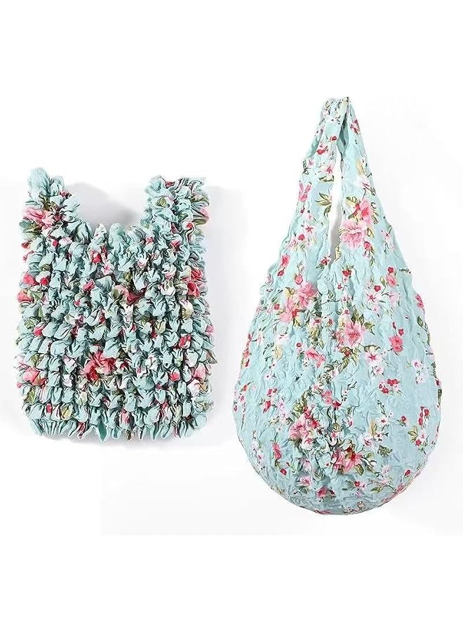 Portable elastic bubble shopping bag for men and women, foldable handbag, reusable, large capacity, pleated design, travel, beach, daily useOnly 3 left 19.2919.29