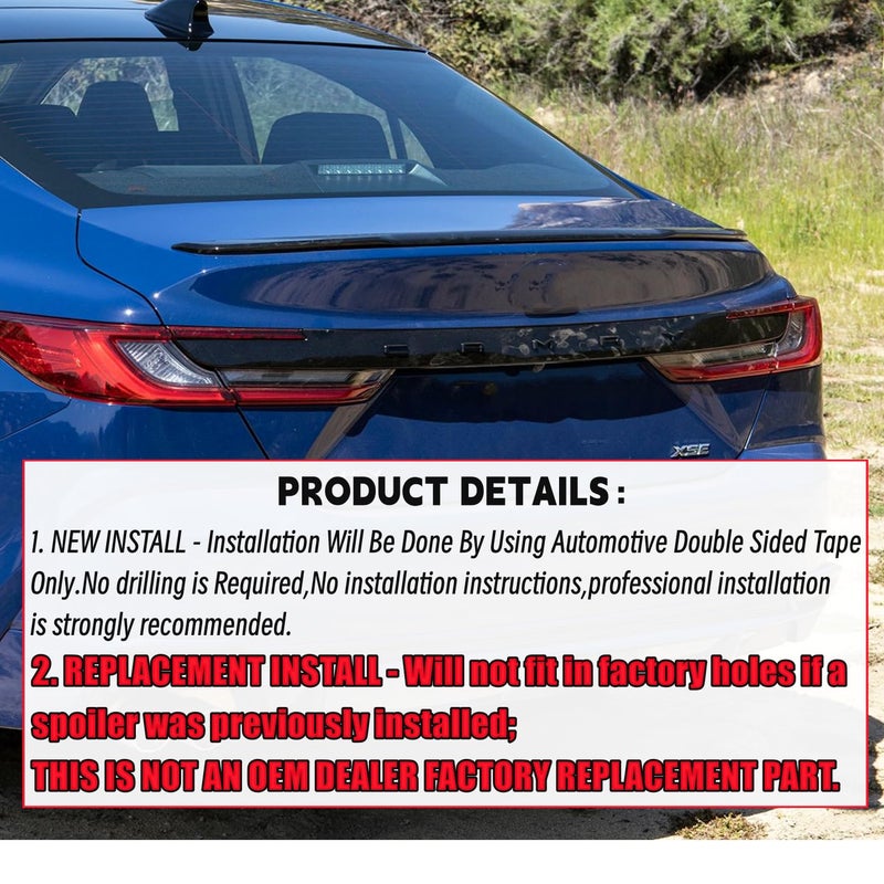 NEESPOC Rear Trunk Spoiler Wing ABS Fit for Toyota Camry 2025 2026 R Style LE/SE/XLE/XSE/Hybrid Duckbill High Kick Decklid Lip Exterior Accessories(Gloss Black) - Image 2