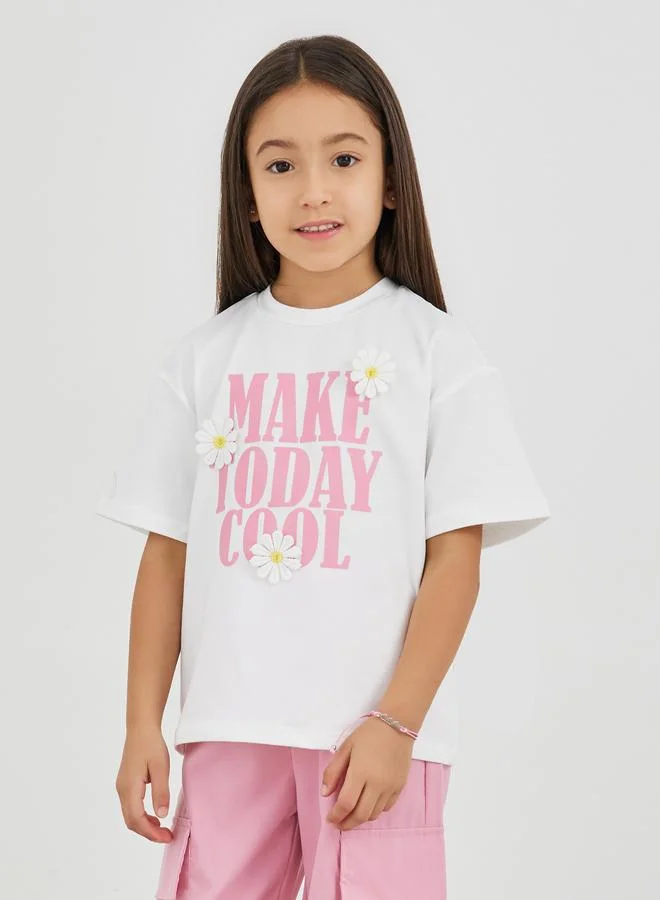 ستايلي Styli Graphic Print T-Shirt and Cargo Pants Set