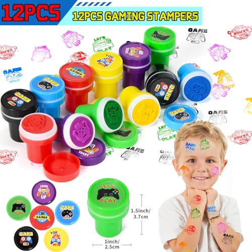 Winrayk 60Pcs Video Game Party Favors Birthday Supplies for Kids Non Woven Bag Silicone Bracelet Stamper Glow Sticker Keychain, Goodie Stuffer Pinata Filler Game on Gift Boy Gaming Gamer Party Favors - Image 4