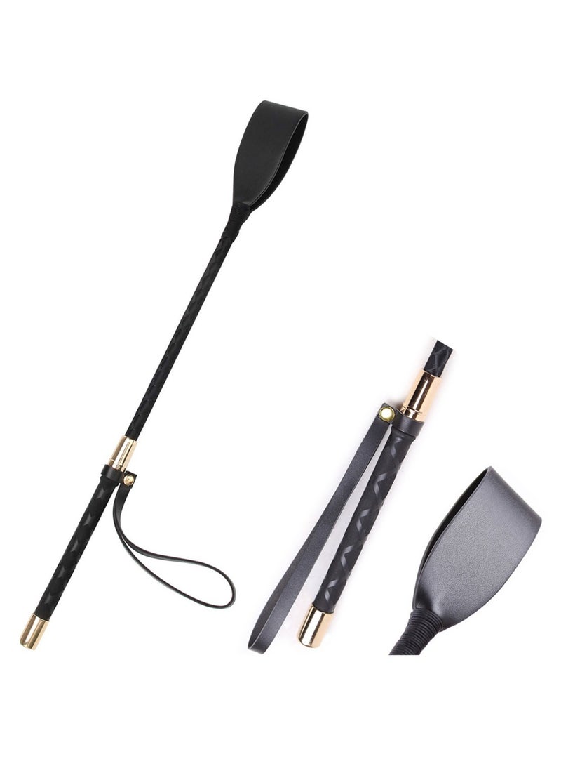 18 Inches Riding Crop English Whip with Genuine Leather Premium Quality Equestrianism Black  - Image 1