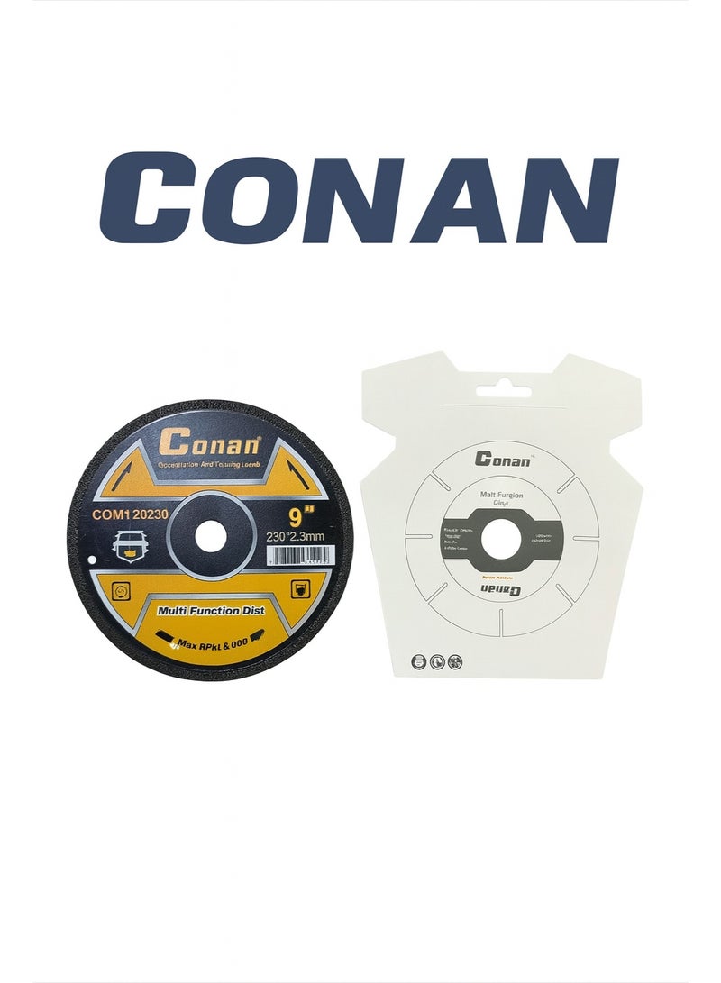Conan 9" Multi-Function Cutting Disc COM120230 – Wet & Dry Cutting | 1.2mm Metal Base | Max 6600 RPM | For Iron, Steel, Brick & Marble | Industrial Quality Blade - Image 2