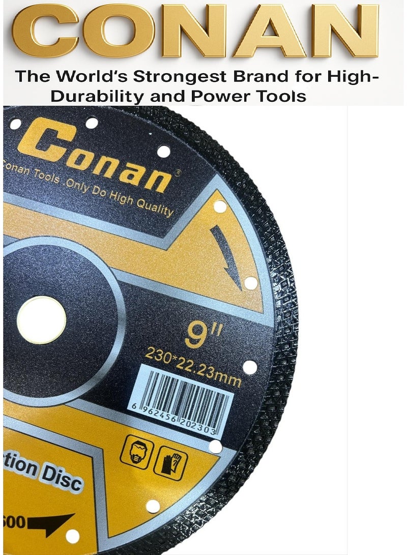 Conan 9" Multi-Function Cutting Disc COM120230 – Wet & Dry Cutting | 1.2mm Metal Base | Max 6600 RPM | For Iron, Steel, Brick & Marble | Industrial Quality Blade - Image 4