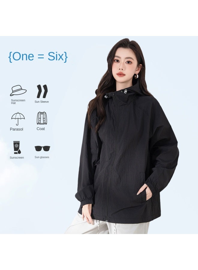 Baleno Summer Lightweight Ice Silk Sun Protection Hoodie For Women Upf50+ Uv-resistant Loose Korean Style Fashion Jacket - Image 4