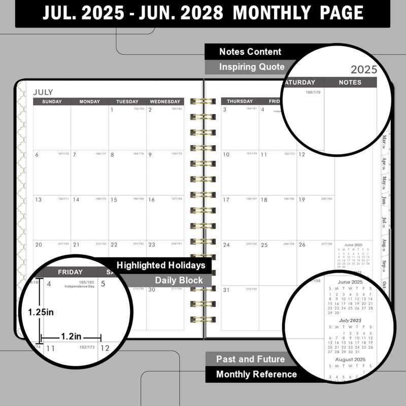 Coboll Monthly Planner 2025-2028 - 3 Year Monthly Planner from July 2025 to June 2028, Monthly Calendar 2025-2028 with Thick Paper, Tabs, 6.4'' x 8.5'' - Image 4