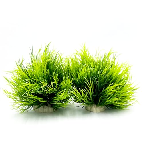 Smoothedo-Pets Aquarium Plants Fish Tank Decorations 2pcs Small Size/3.5inch Ornament Plastic Artificial Plant Goldfish Waterscape Fish Hides Mini Grass Set (2pcs/Green) - Image 5