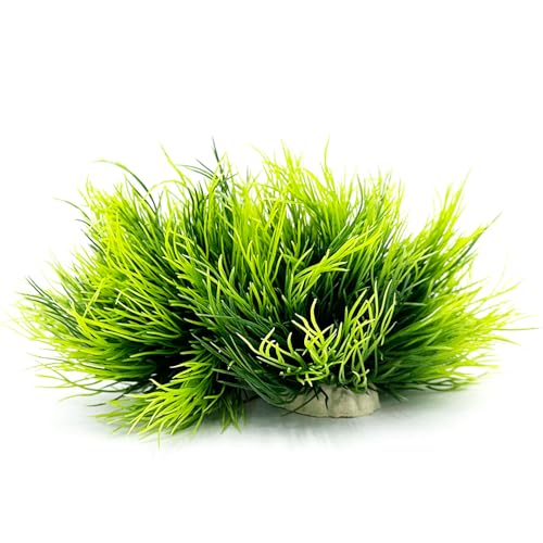 Smoothedo-Pets Aquarium Plants Fish Tank Decorations 2pcs Small Size/3.5inch Ornament Plastic Artificial Plant Goldfish Waterscape Fish Hides Mini Grass Set (2pcs/Green) - Image 1