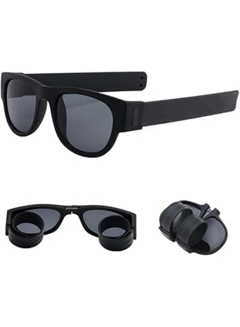 Barakah Folding Sunglasses with Slap Bracelet Arms, Polarized Sport Sunglasses with UV 400 Protection, Ideal for Driving, Fishing, Cycling, Running, Snap to Wrist or Bag - Image 1
