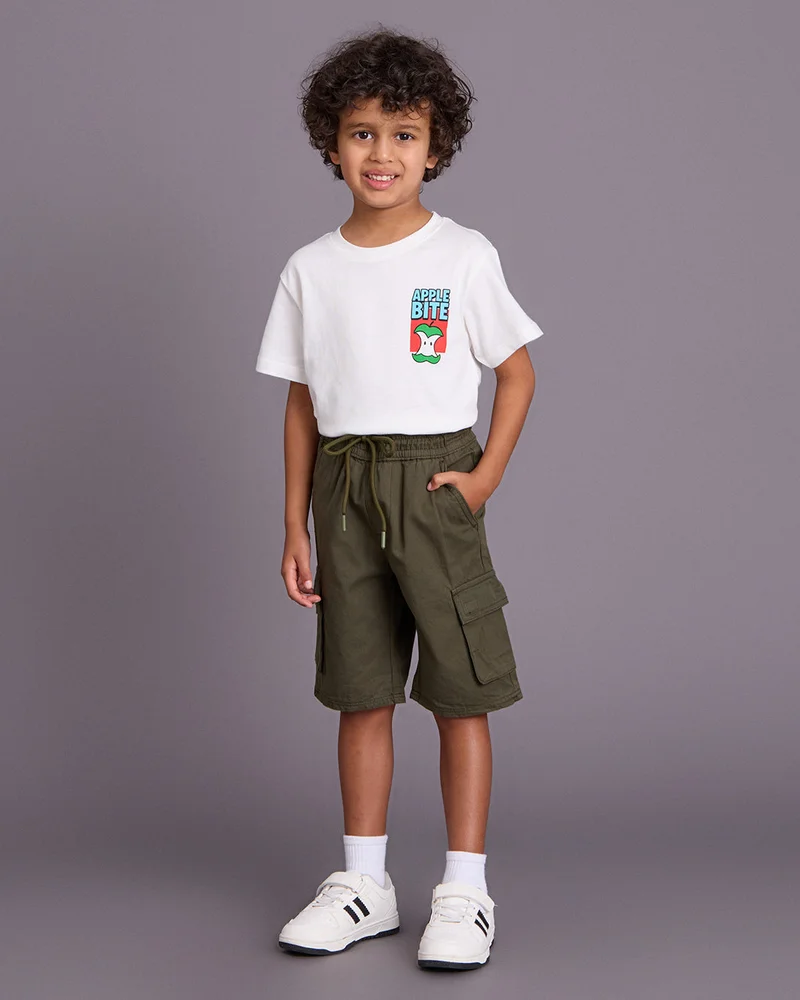 Redtag Boys Green Cargo Bermuda Shorts