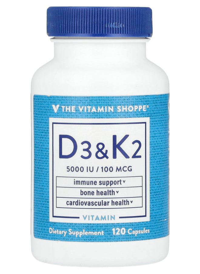 The Vitamin Shoppe Vitamin D3 & K2 120 Capsules 