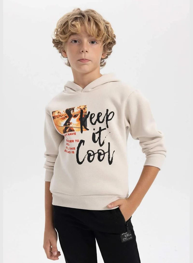 DeFacto Boy Hooded Long Sleeve Knitted Sweatshirt