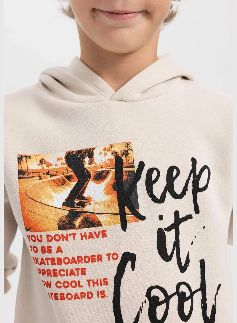 DeFacto Boy Hooded Long Sleeve Knitted Sweatshirt