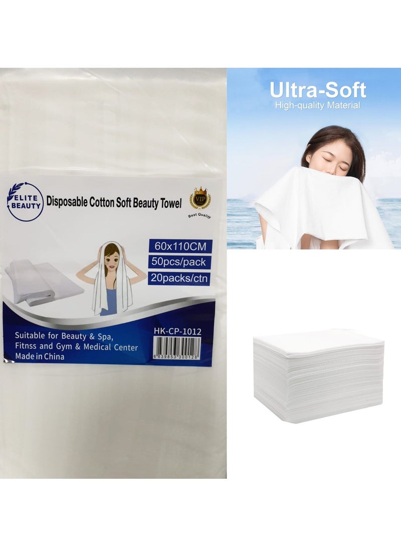 منشفة قطنية ناعمة من Elite Beauty يمكن التخلص منها 50 قطعة 60x110 سم - Image 2
