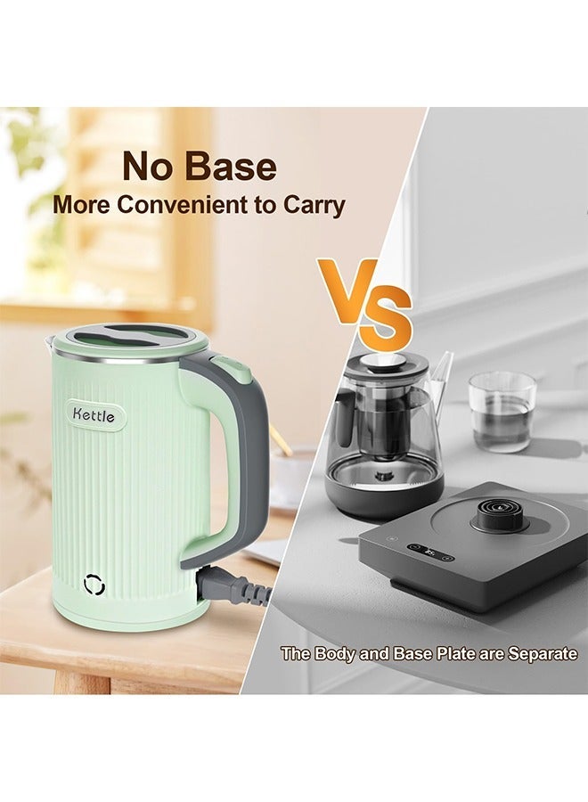 800ML Portable Electric Kettle with UK Plug, Stainless Steel Quick Boiling Travel Electric Bottle, Auto Shut-Off and Dry Burning Protection - Image 3