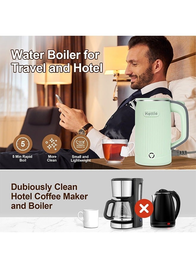 800ML Portable Electric Kettle with UK Plug, Stainless Steel Quick Boiling Travel Electric Bottle, Auto Shut-Off and Dry Burning Protection - Image 5