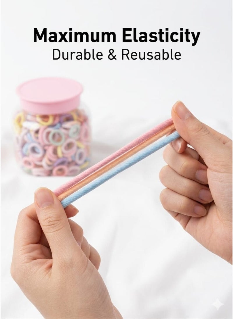 Jagravo 400 pcs Elastic Hair Ties for Women and Girls, Soft Fabric Hair Bands Strong Hold Ponytail Holders, No Damage for Long Lasting Braids Hair Rubber Bands Perfect for Medium, Thick & Thin Hair, Strong Hold Daily Wear Hair Accessories Neutral Colors with Storage Jar - Image 4