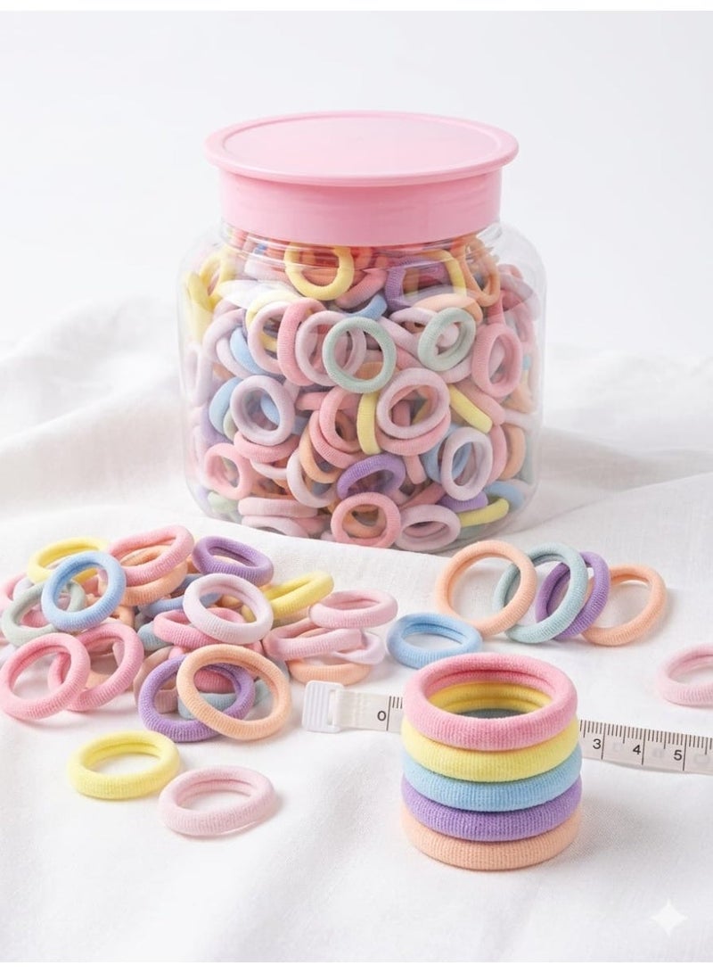 Jagravo 400 pcs Elastic Hair Ties for Women and Girls, Soft Fabric Hair Bands Strong Hold Ponytail Holders, No Damage for Long Lasting Braids Hair Rubber Bands Perfect for Medium, Thick & Thin Hair, Strong Hold Daily Wear Hair Accessories Neutral Colors with Storage Jar - Image 2