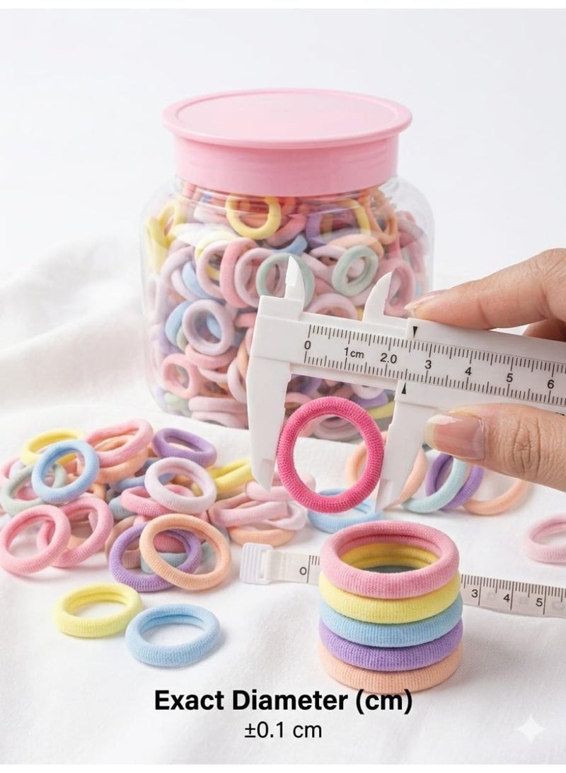Jagravo 400 pcs Elastic Hair Ties for Women and Girls, Soft Fabric Hair Bands Strong Hold Ponytail Holders, No Damage for Long Lasting Braids Hair Rubber Bands Perfect for Medium, Thick & Thin Hair, Strong Hold Daily Wear Hair Accessories Neutral Colors with Storage Jar - Image 3