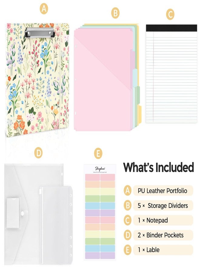 SKYDUE 1 Inch 3-Ring Binder with Clipboard, PU Aesthetic Binder with 5 Dividers, Notepad, Stickers & Pockets for Work and School (Letter Size) - Image 3