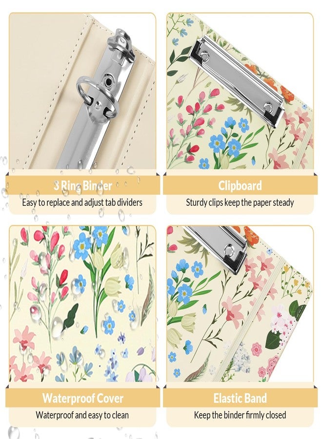 SKYDUE 1 Inch 3-Ring Binder with Clipboard, PU Aesthetic Binder with 5 Dividers, Notepad, Stickers & Pockets for Work and School (Letter Size) - Image 5