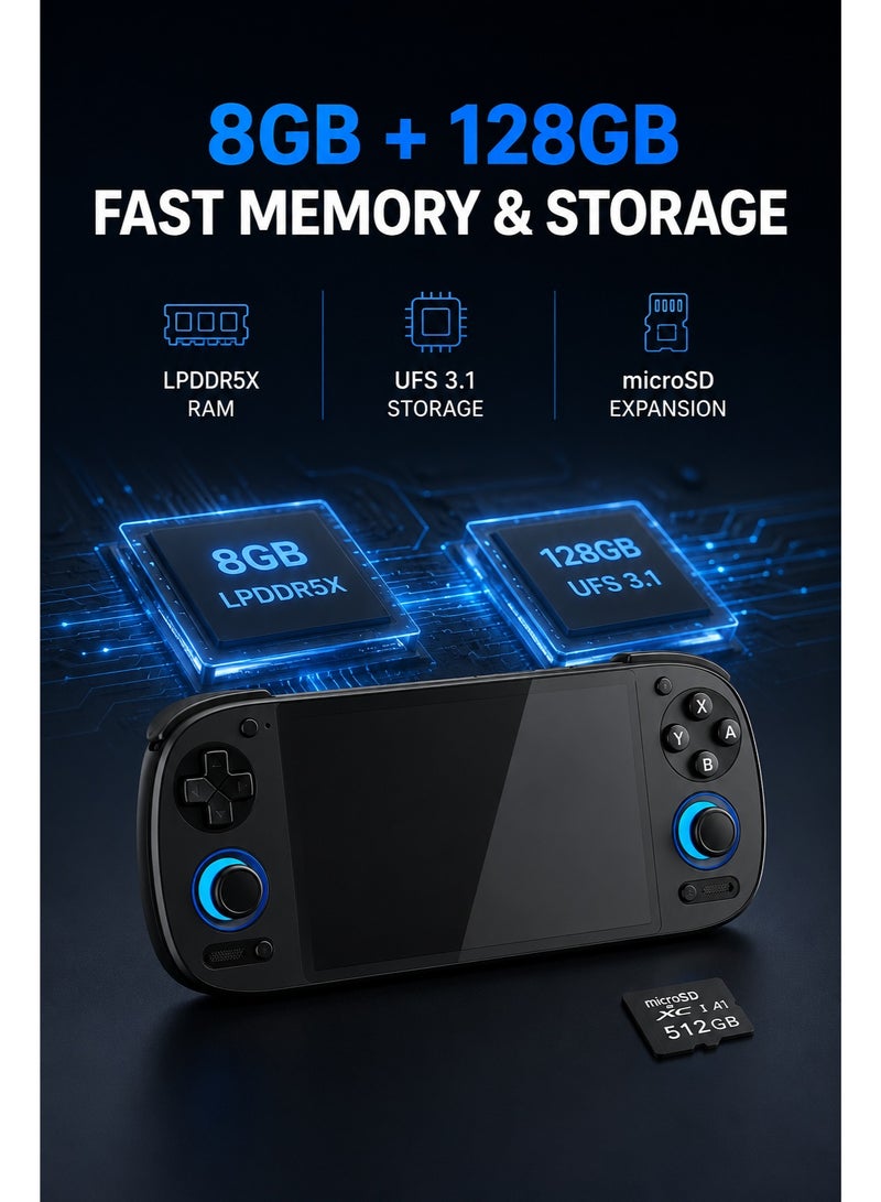 جيب الرجعية جهاز ألعاب محمول Retroid Pocket G2 يعمل بنظام أندرويد، معالج Snapdragon G2 من الجيل الثاني، شاشة لمس AMOLED مقاس 5.5 بوصة بدقة 1080 بكسل، ذاكرة وصول عشوائي 8 جيجابايت، سعة تخزين 128 جيجابايت، عصا تحكم Hall، نظام تشغيل أندرويد 15، واي فاي 6، بطارية 5000 مللي أمبير، لون أسود - Image 5