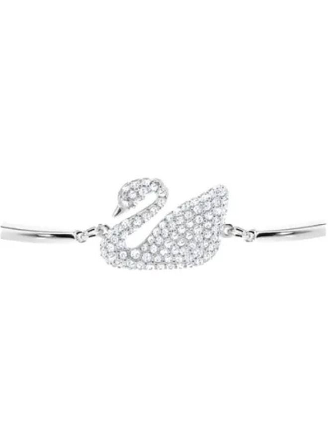 Chomel Swan Rhodium Plated Stone Studded Bracelet  - Image 1