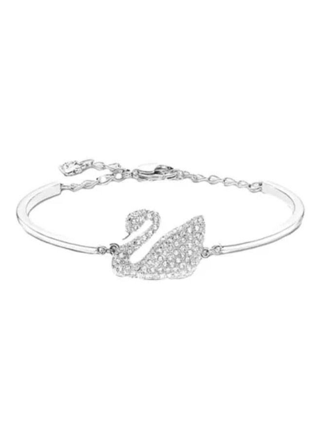 Chomel Swan Rhodium Plated Stone Studded Bracelet  - Image 2
