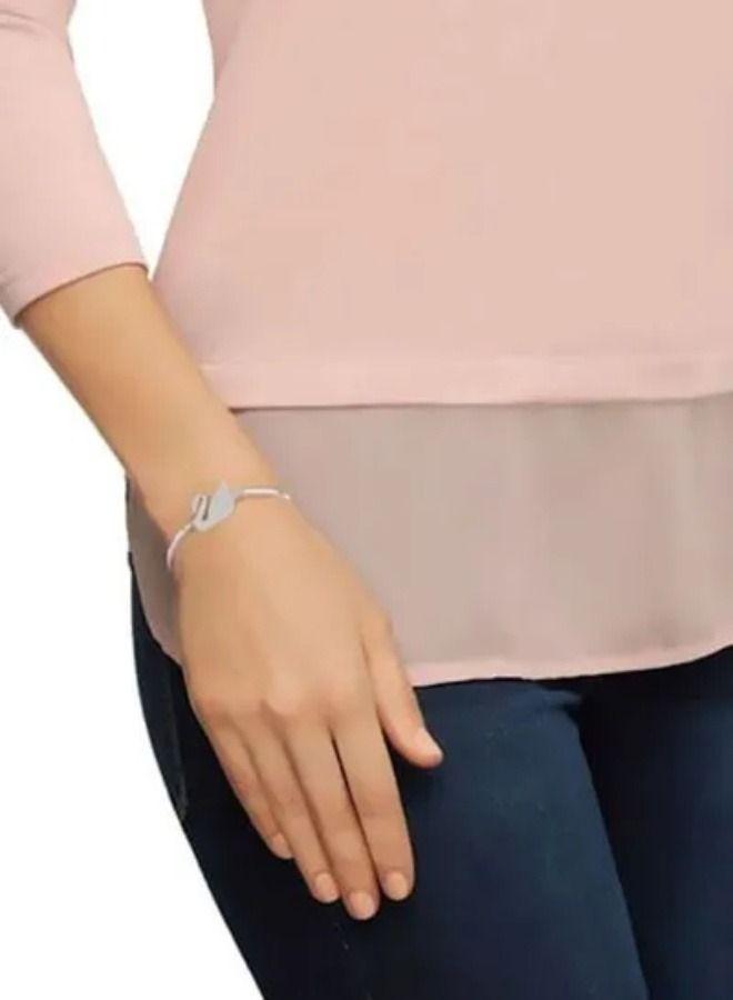 Chomel Swan Rhodium Plated Stone Studded Bracelet  - Image 3