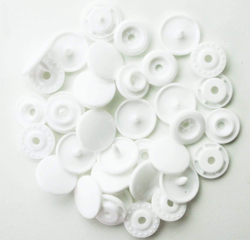 500 Sets Snaps Buttons KAM BetterJonny Size 20 T5 Glossy Round Resin Plastic Buttons Fasteners Punch Poppers for Baby Bib Cloth Diaper White