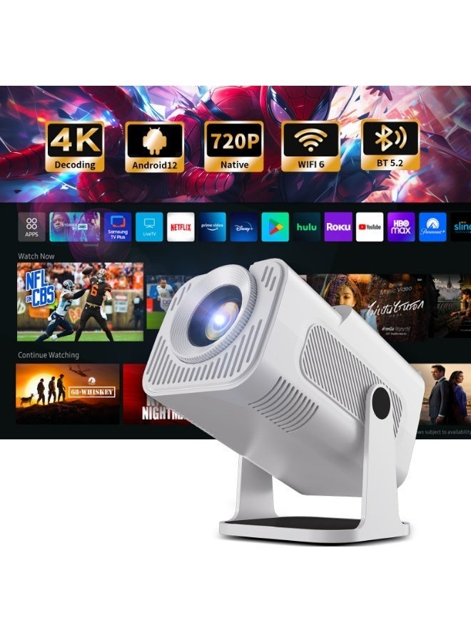TANMASHI Smart Projector Supports 4K Decoding Full HD WiFi Bluetooth, 320 ANSI Portable Projector with 270° Heavy-Duty Stand, Mini Projector 4K for Ceiling Home Cinema, White - Image 2