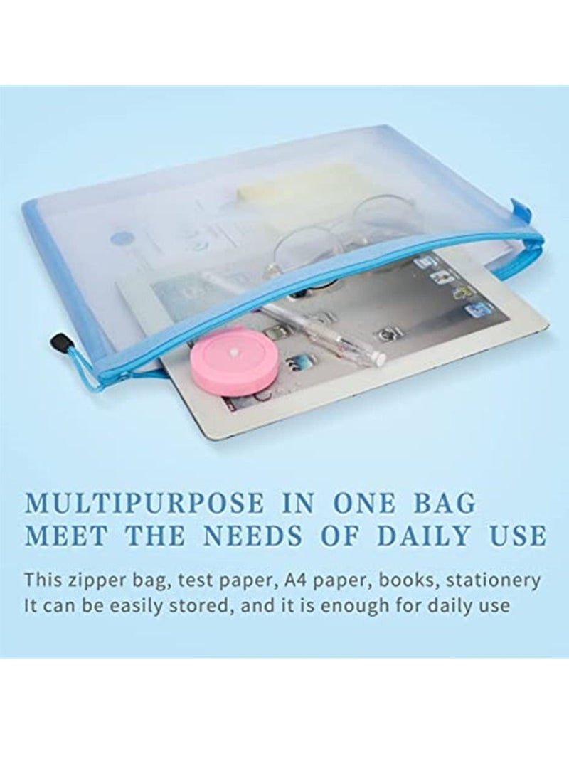 Excefore Mesh Zipper Pouch Document Bag, 5 Pack A4 Size Zipper Bags for School Office Supplies, Storage Bags, 5 Colors - Image 5