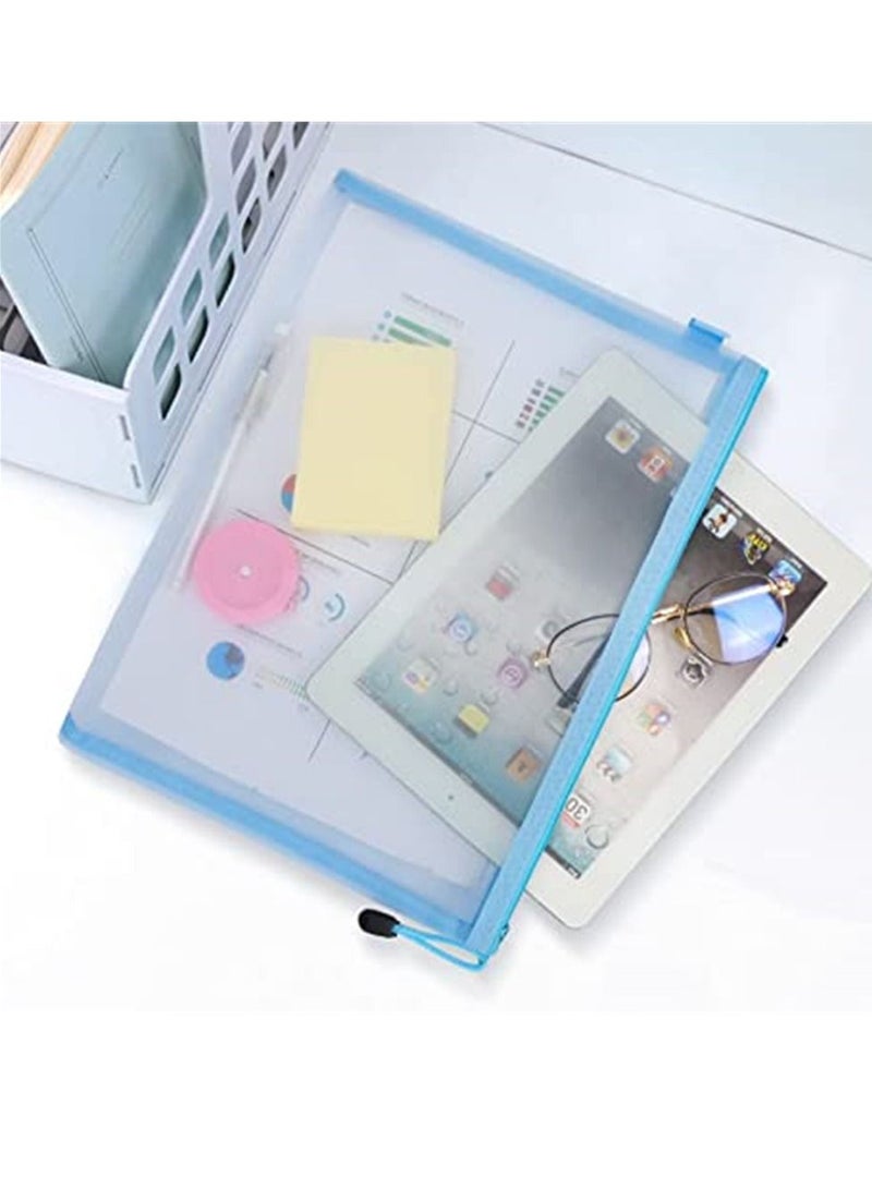 Excefore Mesh Zipper Pouch Document Bag, 5 Pack A4 Size Zipper Bags for School Office Supplies, Storage Bags, 5 Colors - Image 3