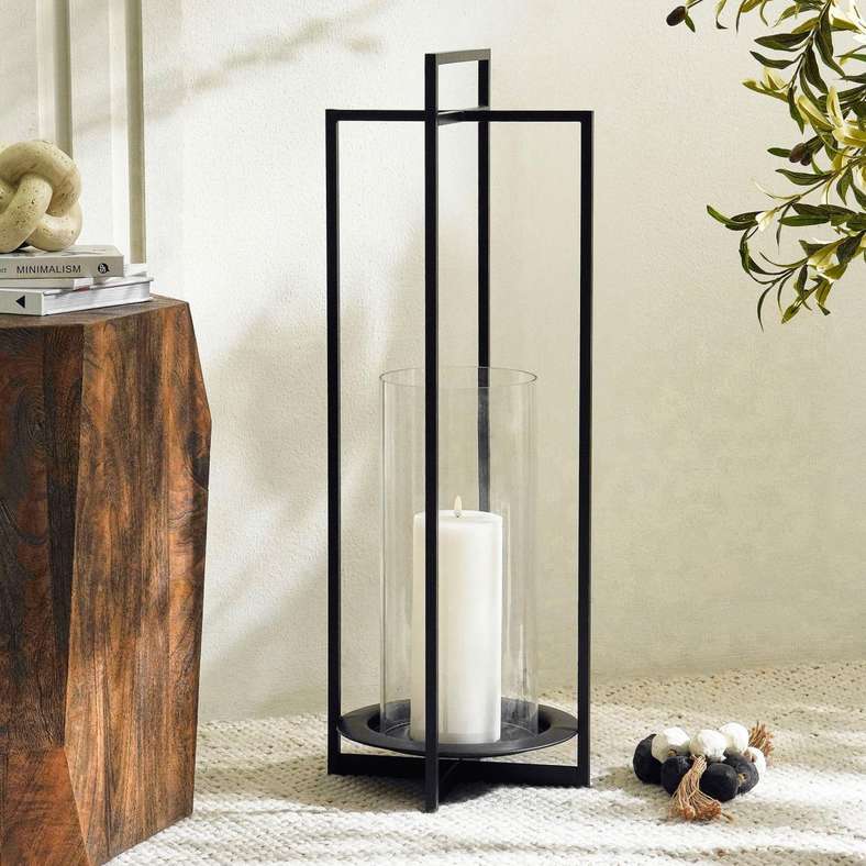 Sana Metal Lantern 30x30x82cm - Black