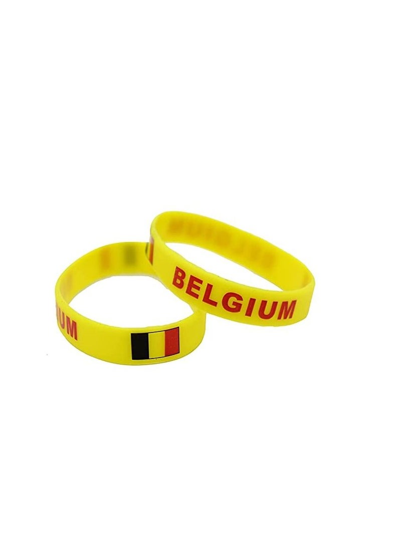 Belgium Soccer Silicone Wristbands 2pcs Sports Accessories for Unisex Sports Fan