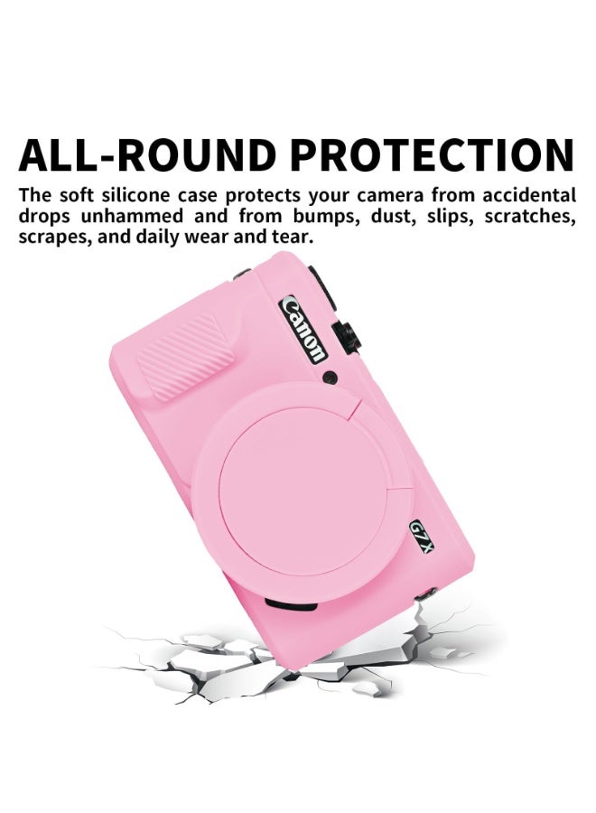 Silicone Gel Camera Case for Canon PowerShot G7x Mark II Protective Rubber Soft Camera Cover Bag (Pink)  - Image 2