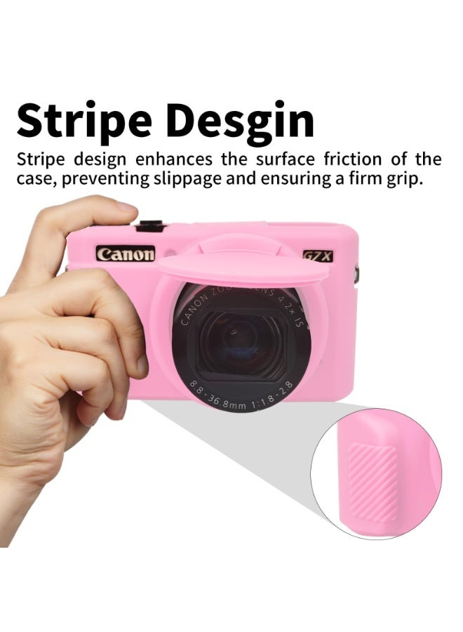 Silicone Gel Camera Case for Canon PowerShot G7x Mark II Protective Rubber Soft Camera Cover Bag (Pink)  - Image 3