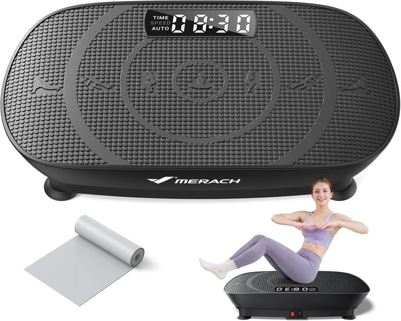 MERACH Vibration Plate Exercise Machine, Whole Body Workout Equipment for Women, Bluetooth and Silicone Pedal, Vibration Plate with Auto Mode, Vibrate Fitness Platform for Home (Black) - Image 1